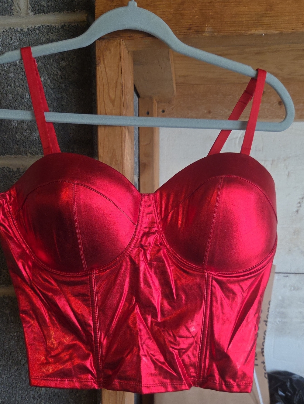 Shiny Red Satin Bustier Crop Top - Women Intimates